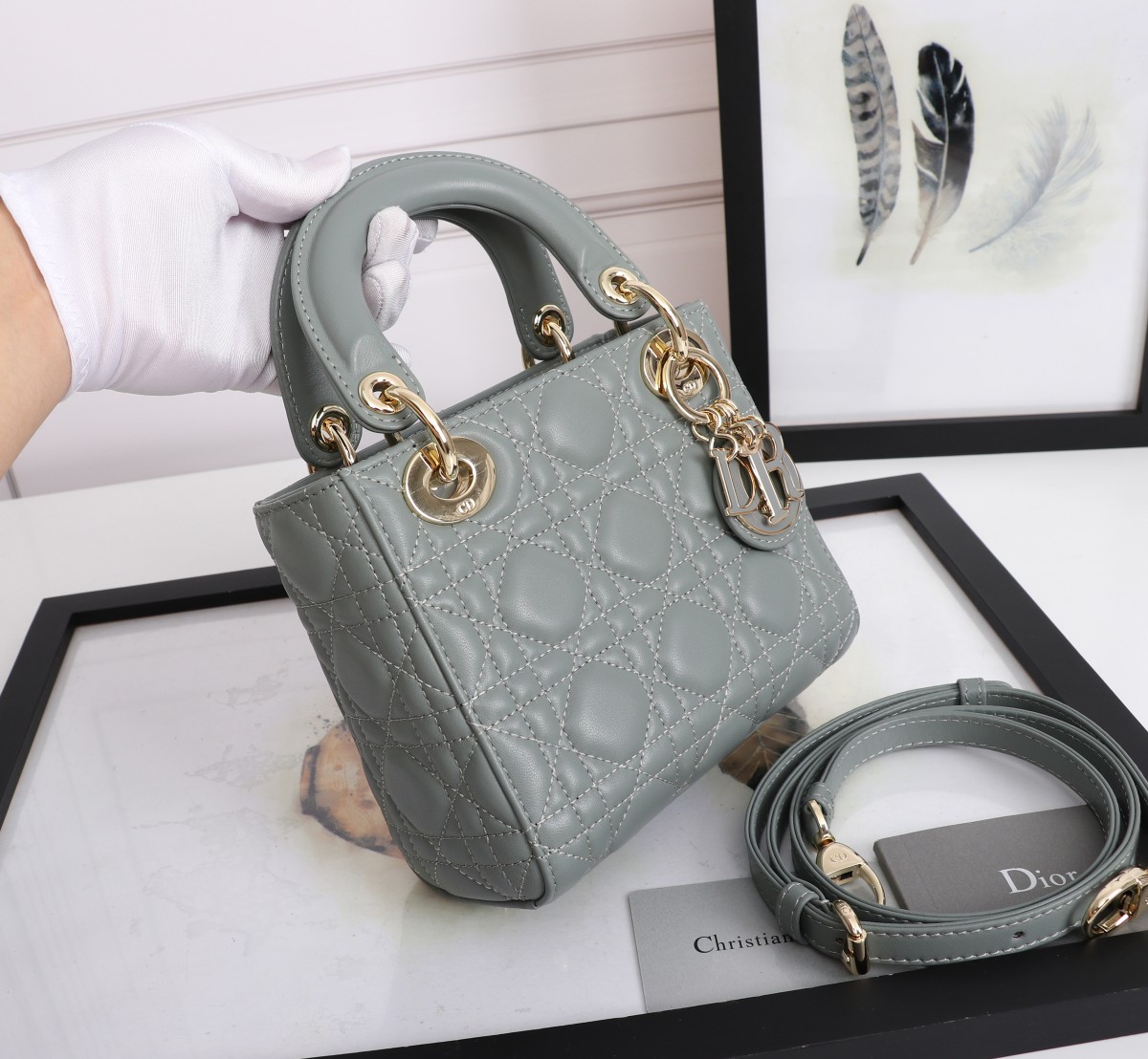 Mini Lady Dior Bag Gray Cannage Lambskin